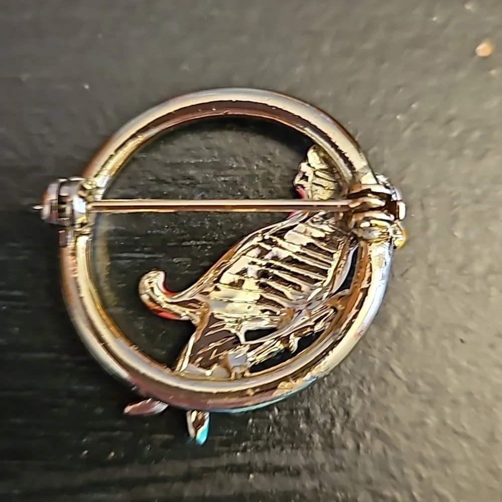 Vintage Enameled Parrot Brooch Pin Pink & Silver